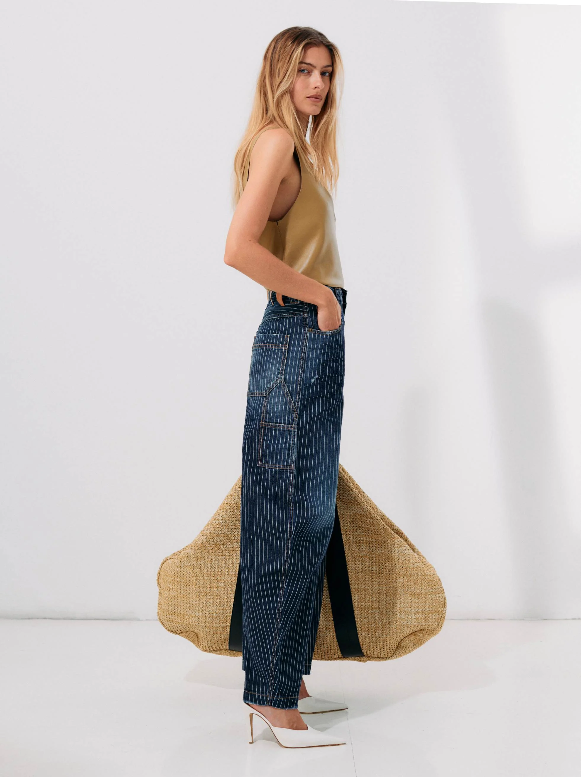 AUDREY - BARREL PINSTRIPED CARPENTER DENIM - Image 2