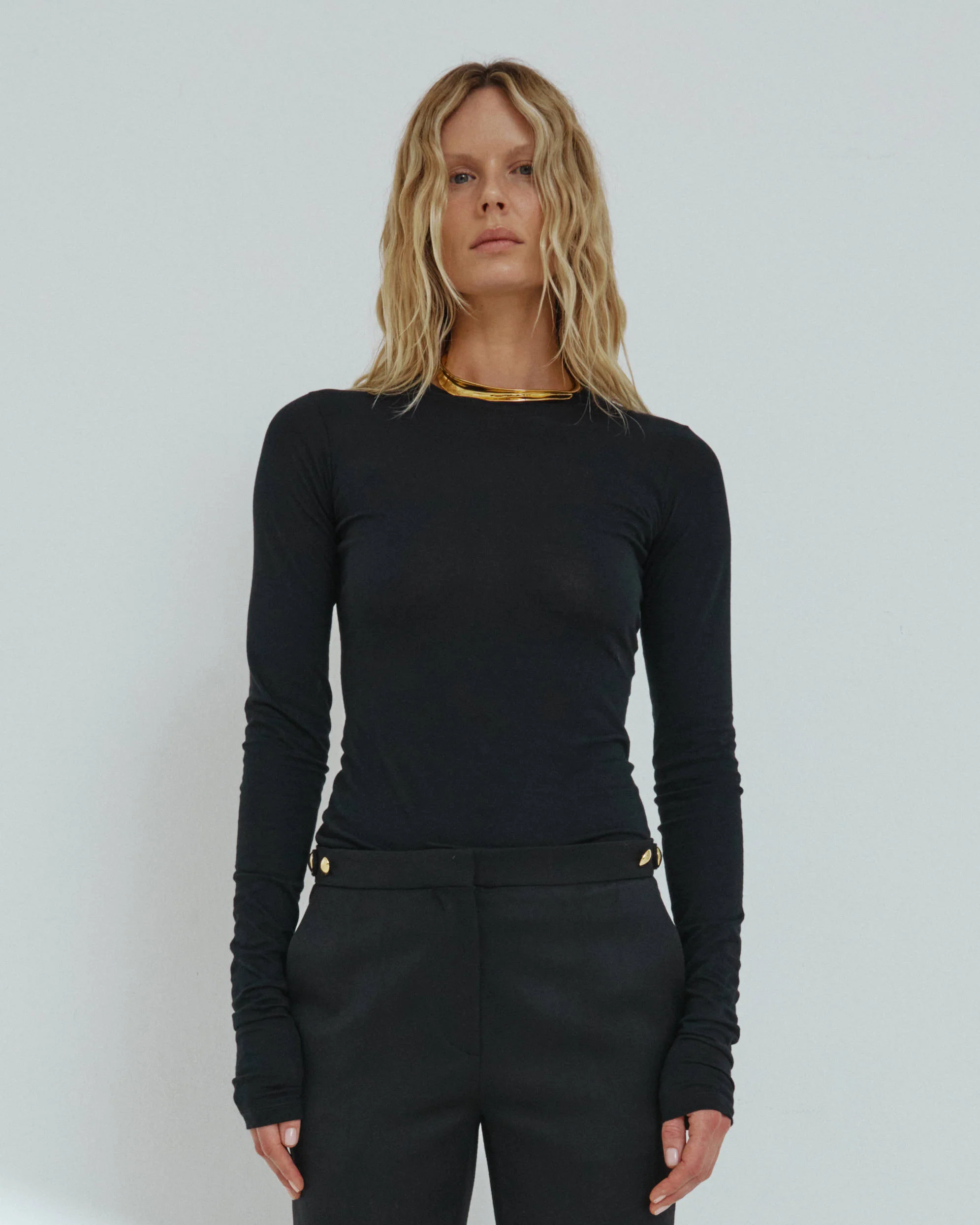 CAMREN - SLIM-FIT LONG SLEEVE CREWNECK TOP - Image 2