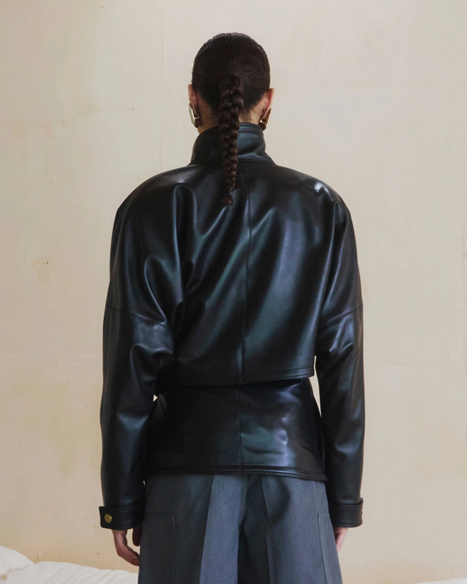 CINDY - PLONGE NAPPA LEATHER CONTOUR JACKET - Image 4