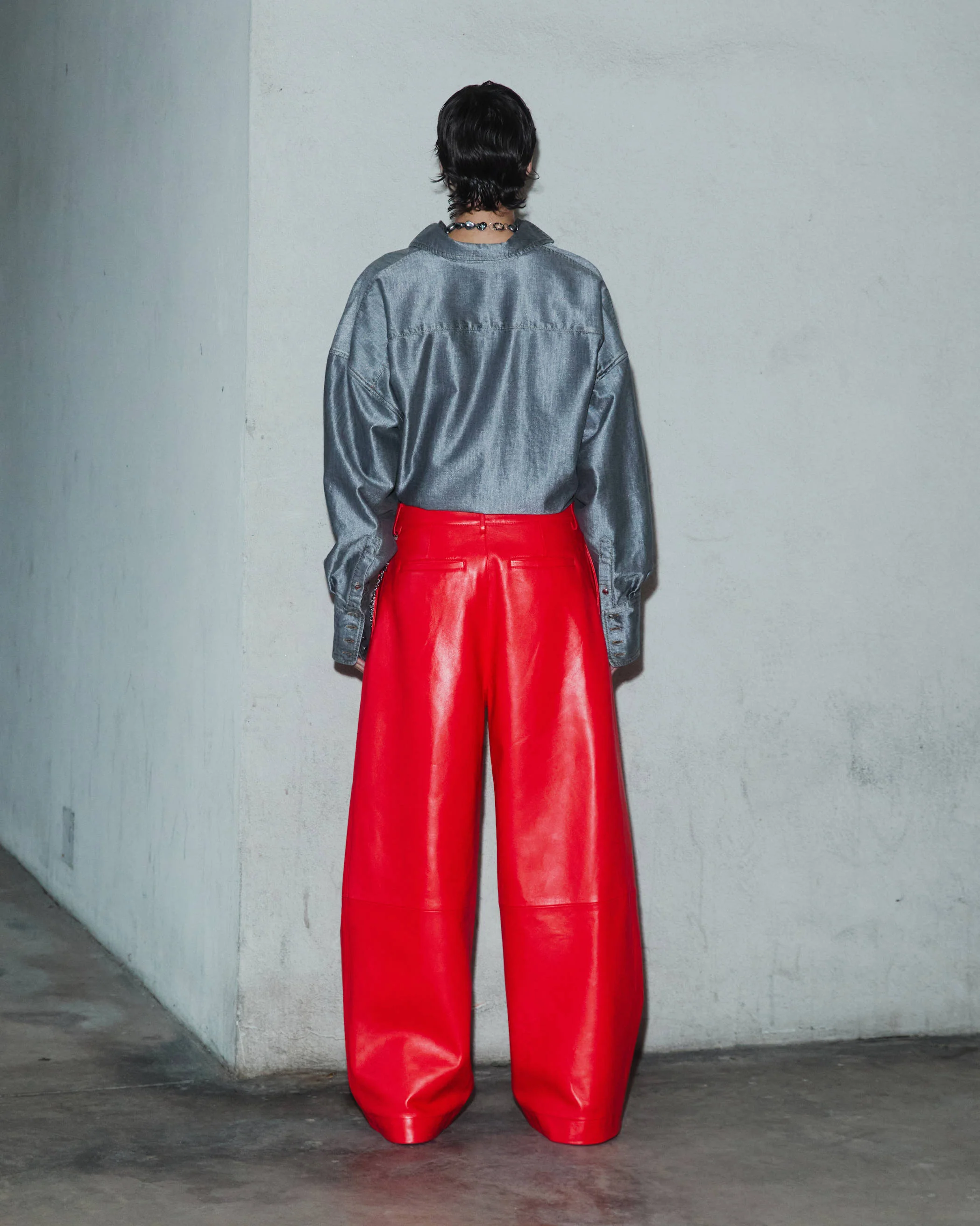 DANIELLE -  WIDE-LEG LEATHER TROUSERS - Image 4