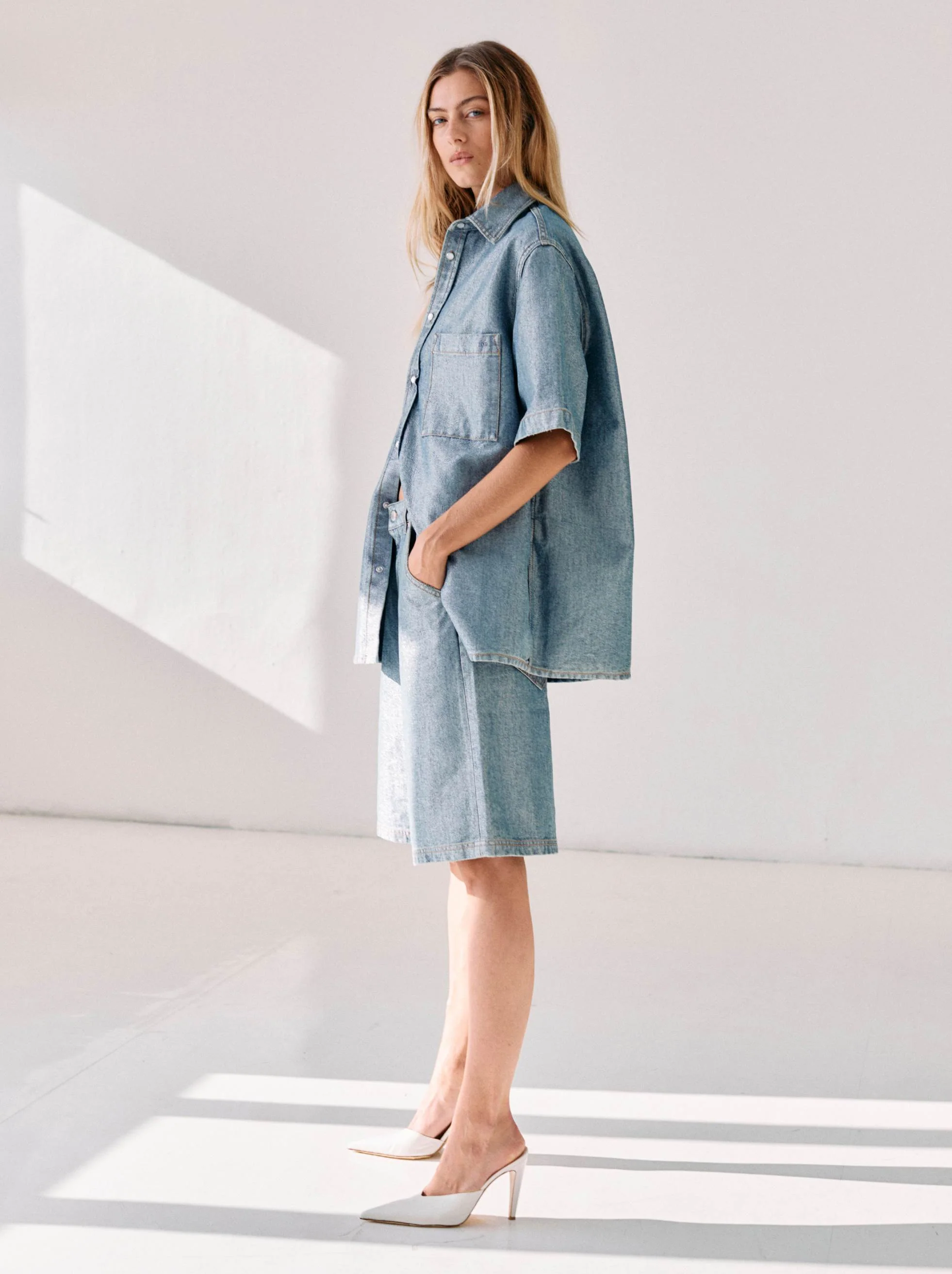 EMILY - DENIM LUREX SHORTS - Image 2