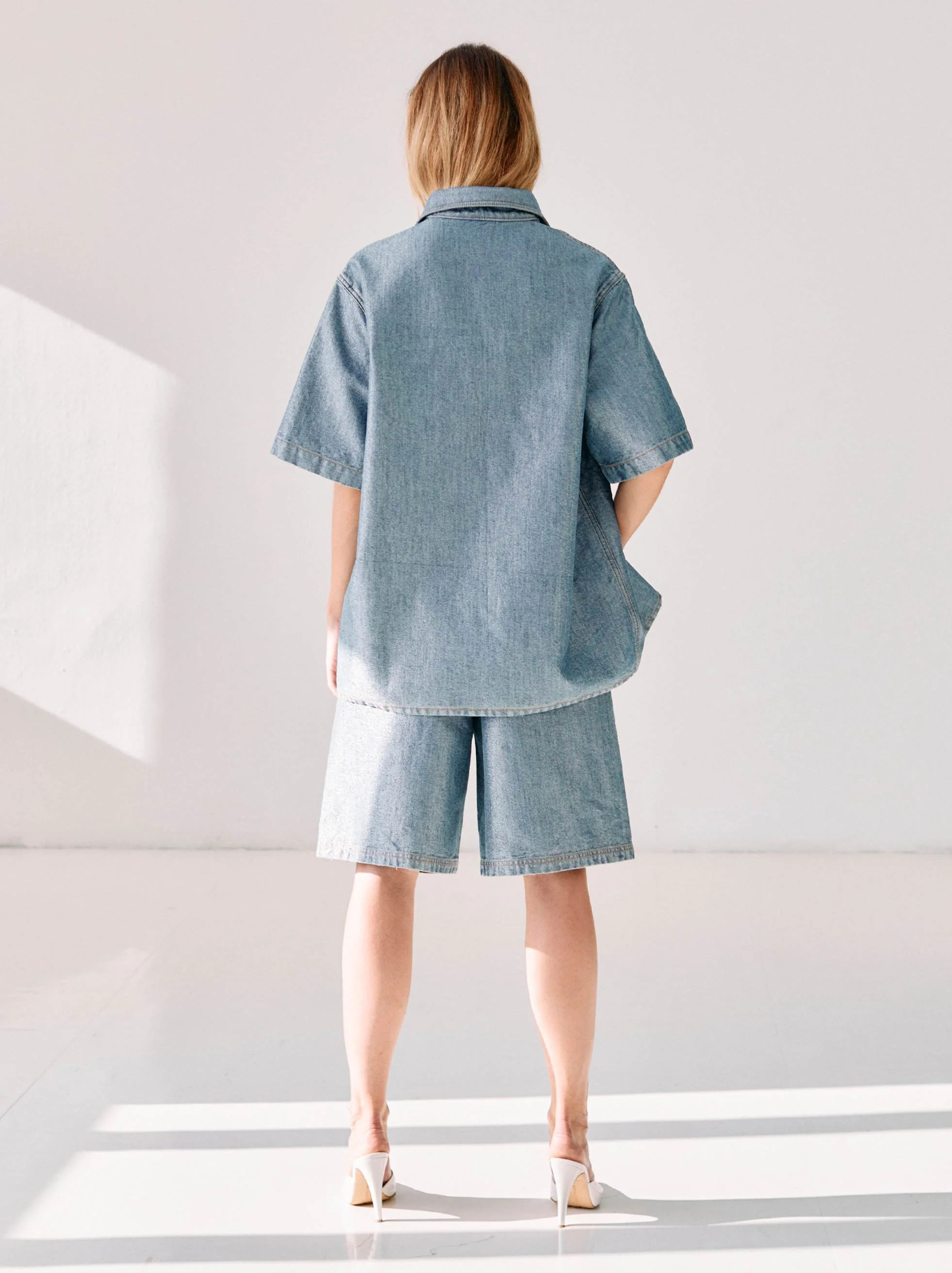 EMILY - DENIM LUREX SHORTS - Image 3