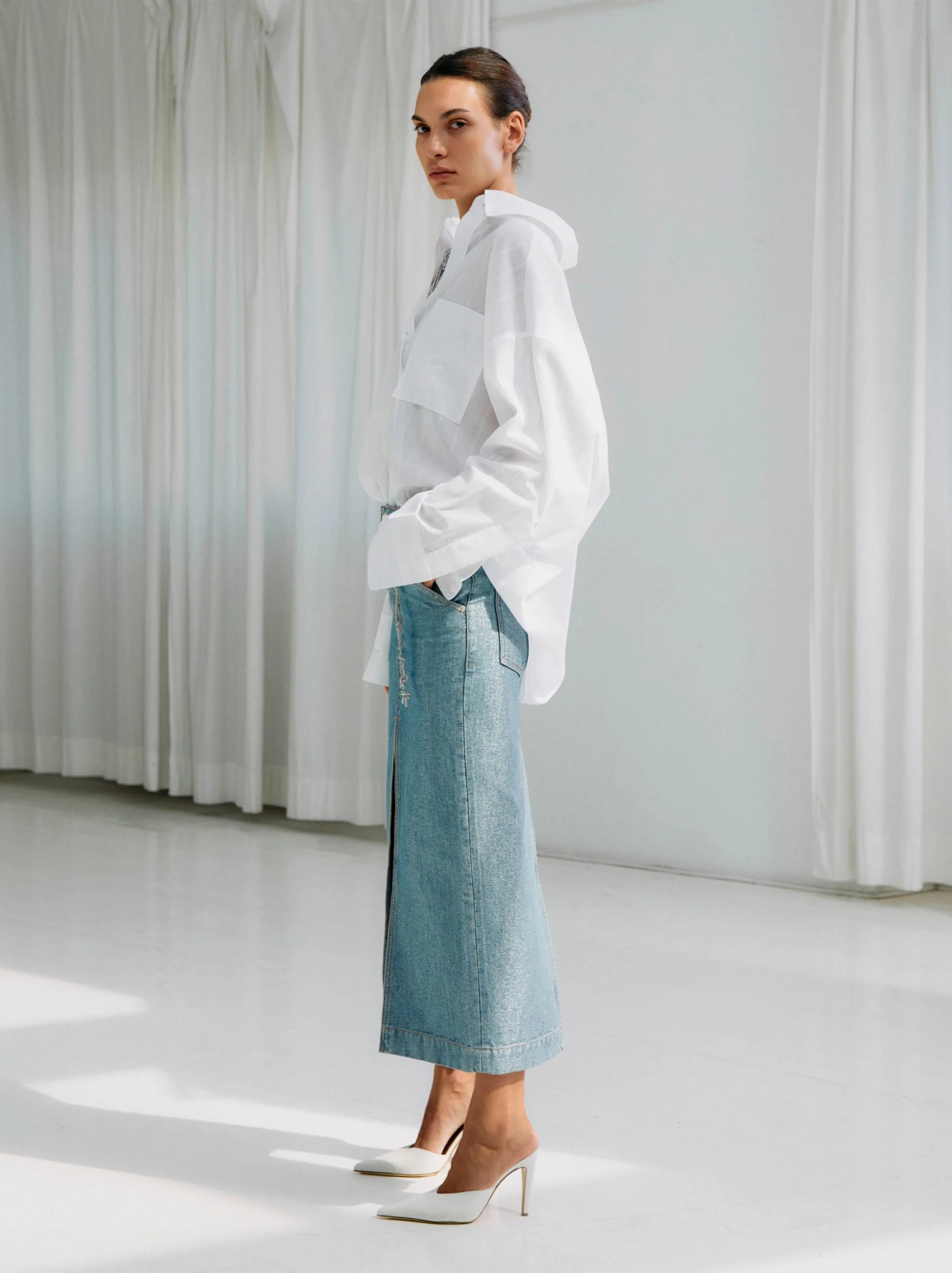 ERIKA - DENIM LUREX SKIRT - Image 2