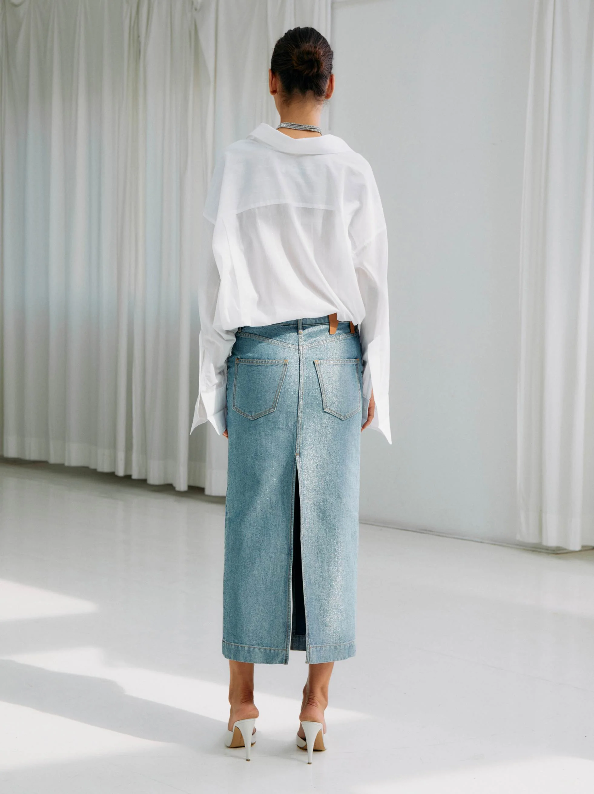 ERIKA - DENIM LUREX SKIRT - Image 3