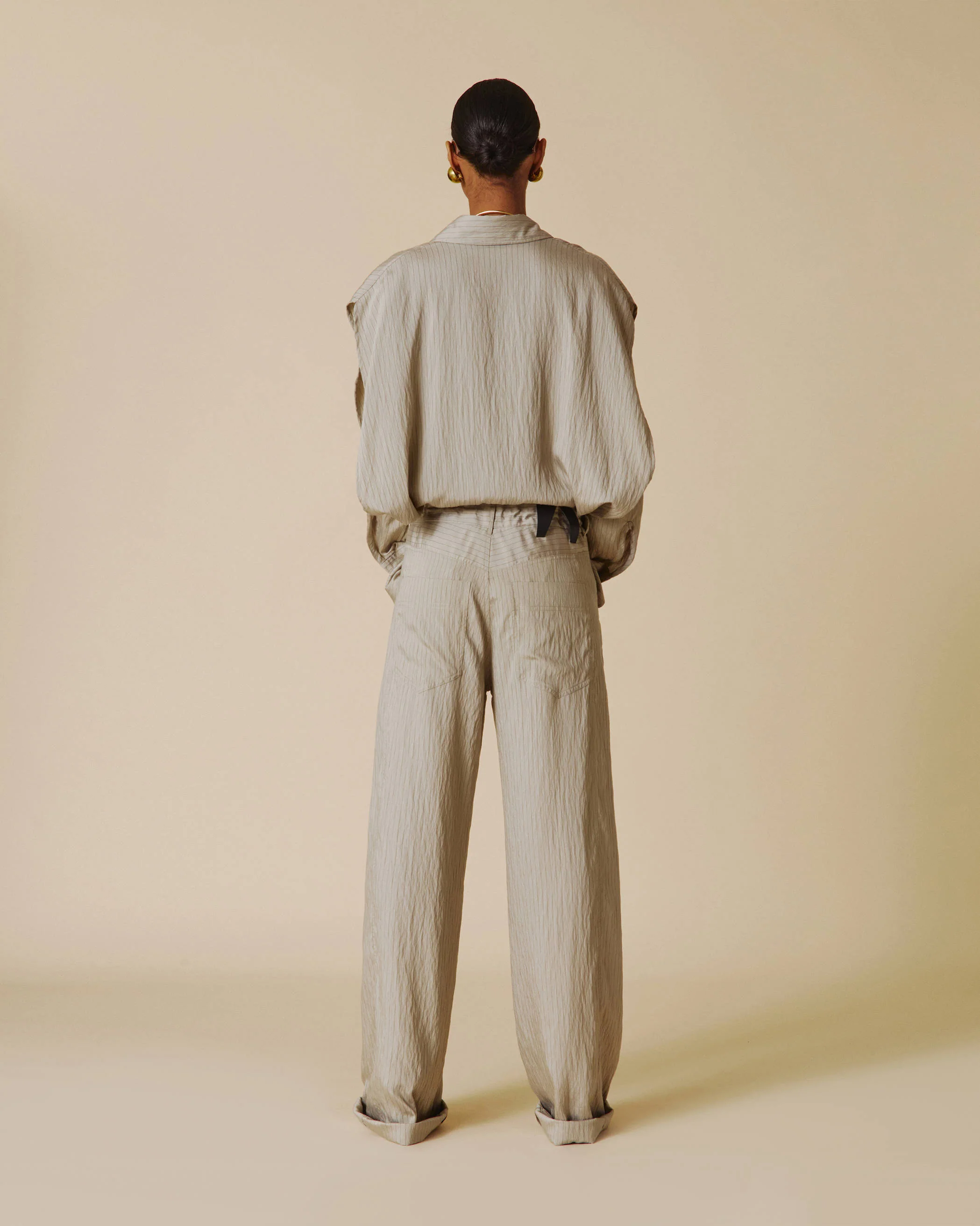IRIS - STRIPE MODAL PAPER BAG PANTS - Image 3