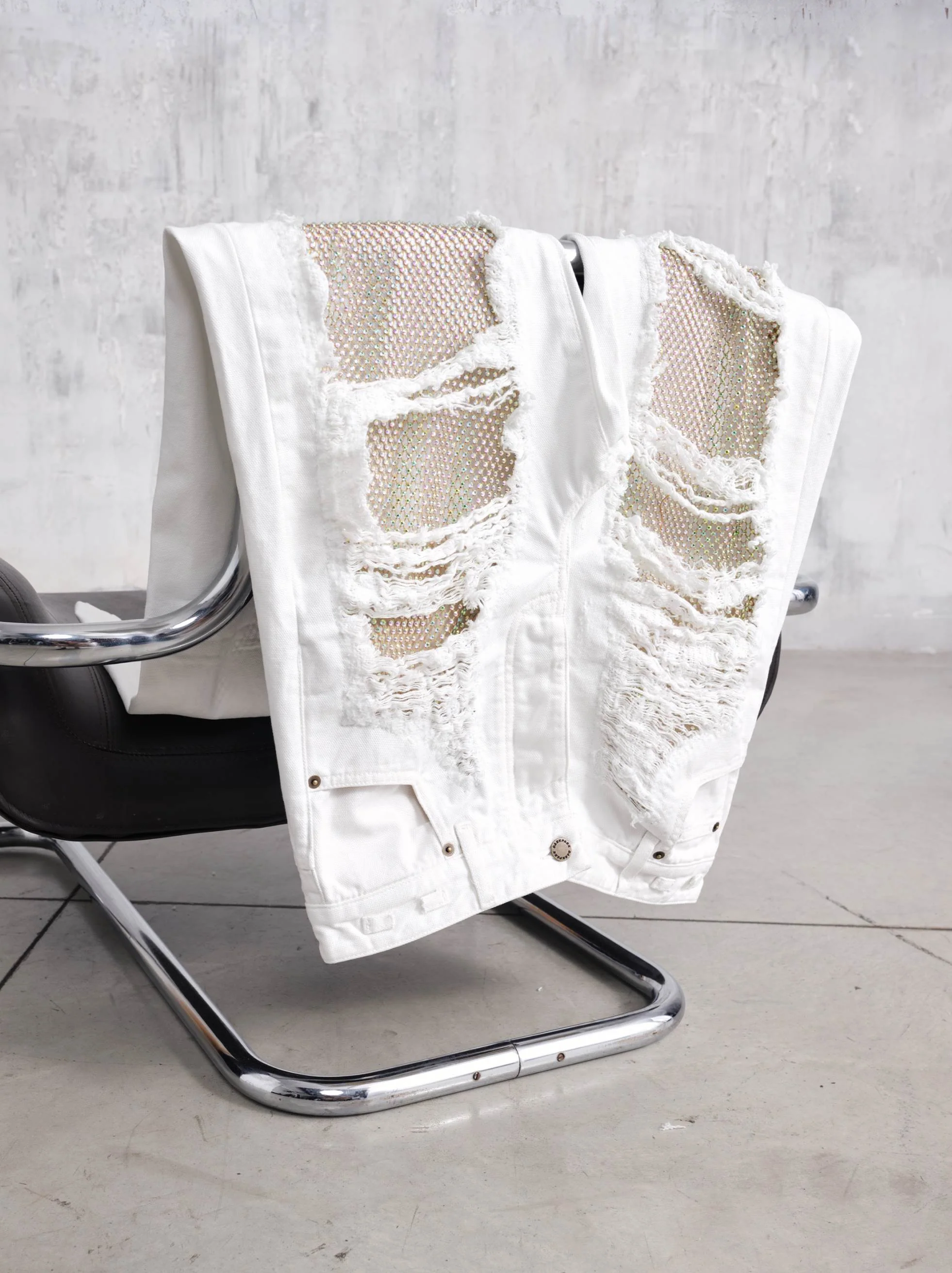 KAREN - CRYSTAL PANEL SHREDDED PANTS