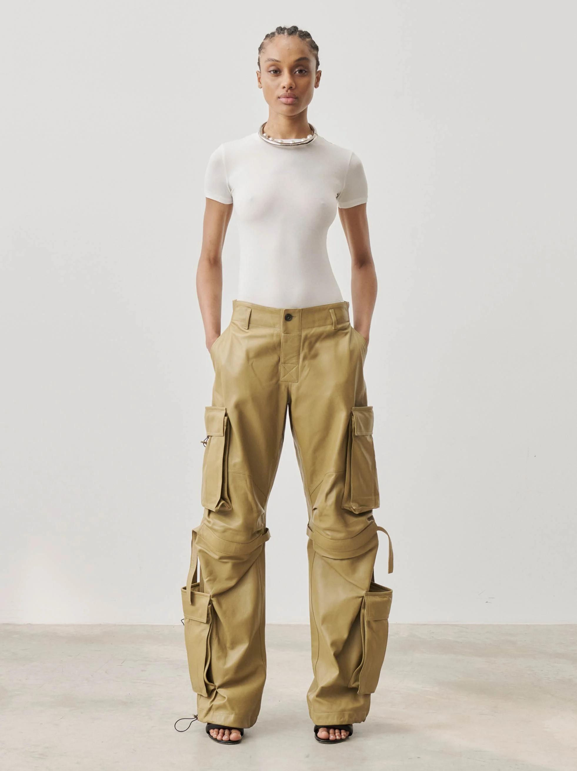 LILLY - MULTI POCKET LEATHER CARGO PANTS