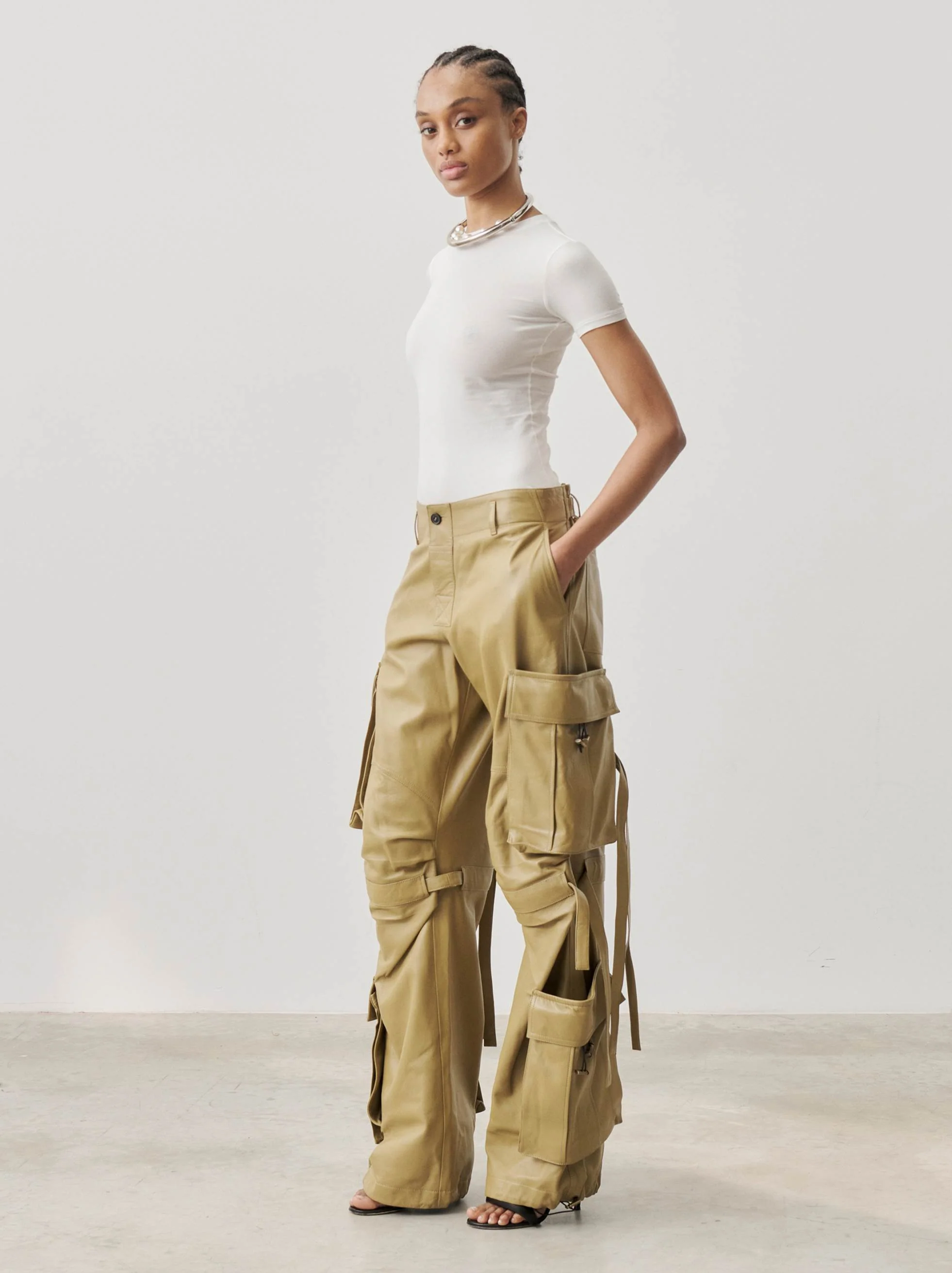 LILLY - MULTI POCKET LEATHER CARGO PANTS - Image 2