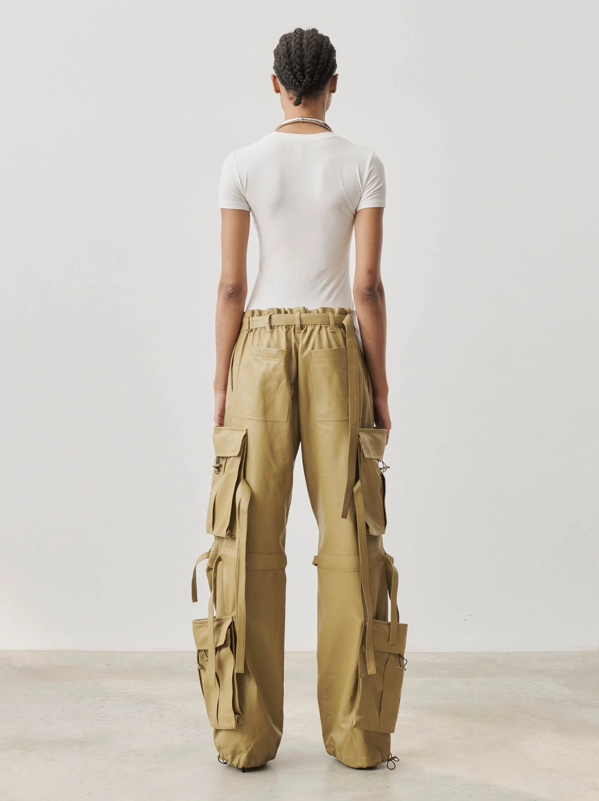 LILLY - MULTI POCKET LEATHER CARGO PANTS - Image 3
