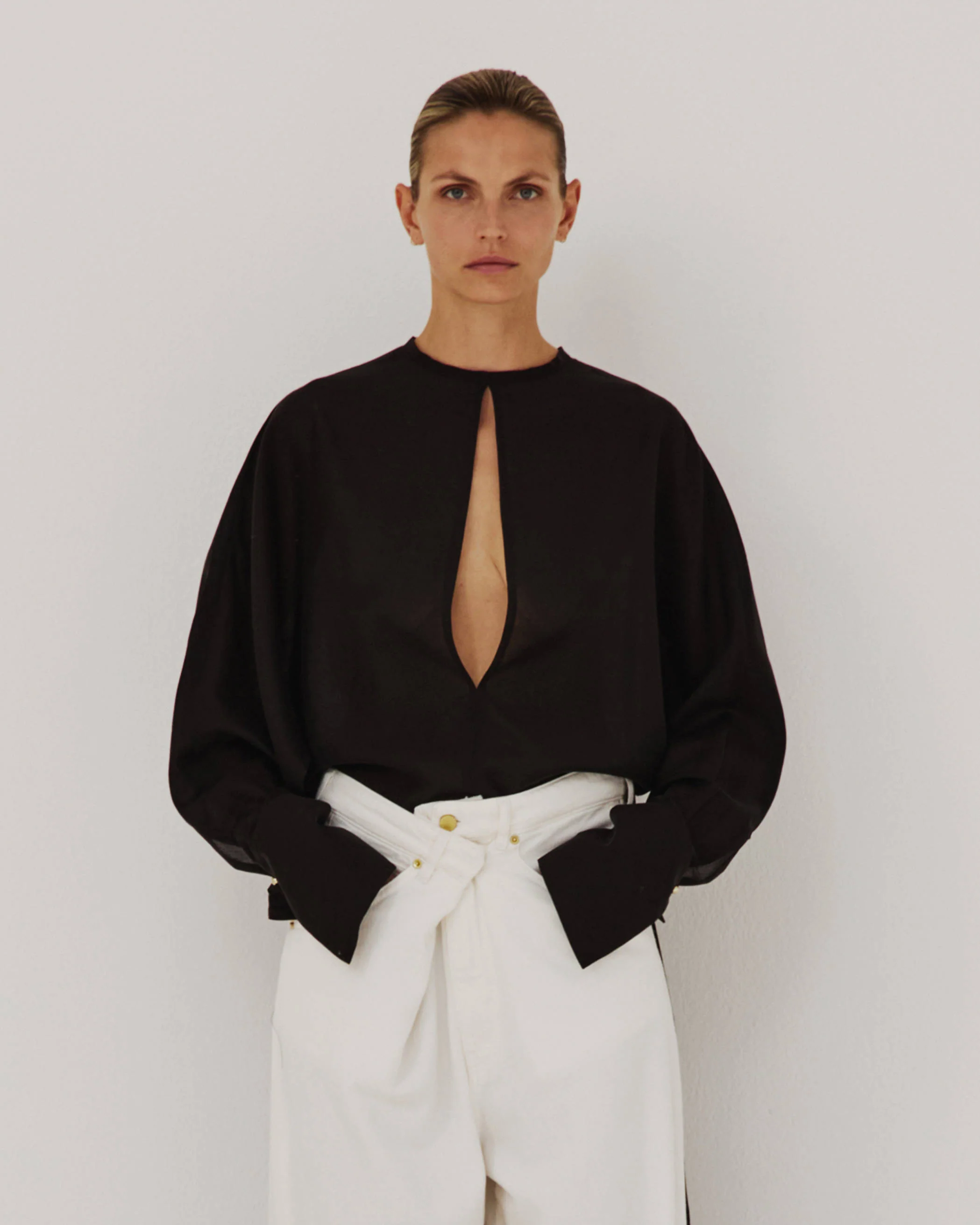 MARINE - KEYHOLE NECKLINE VOILE SHIRT - Image 4