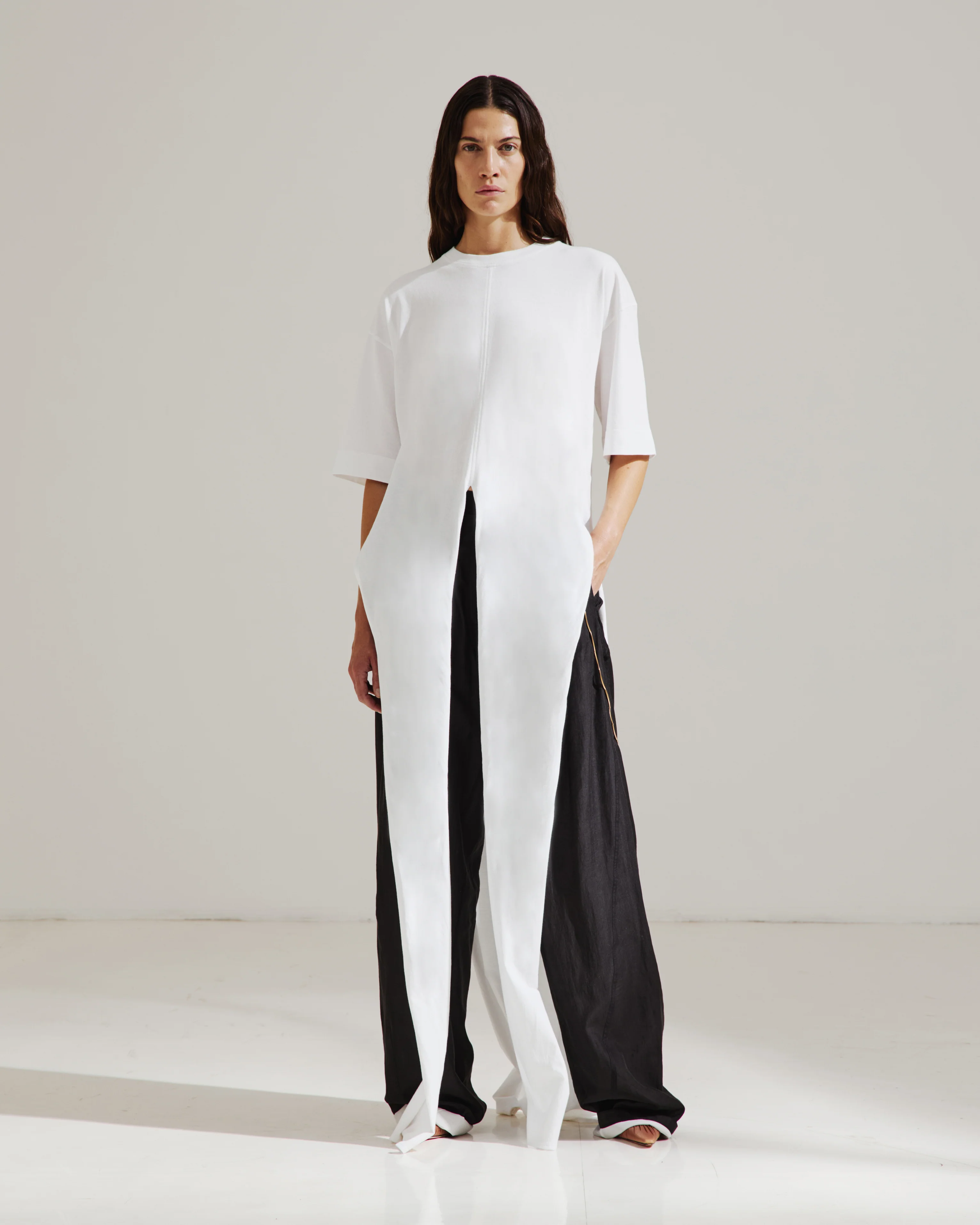 PHEBE -  CHAIN ADORNED DOUBLE SIDED WIDE-LEG PANTS - Image 3