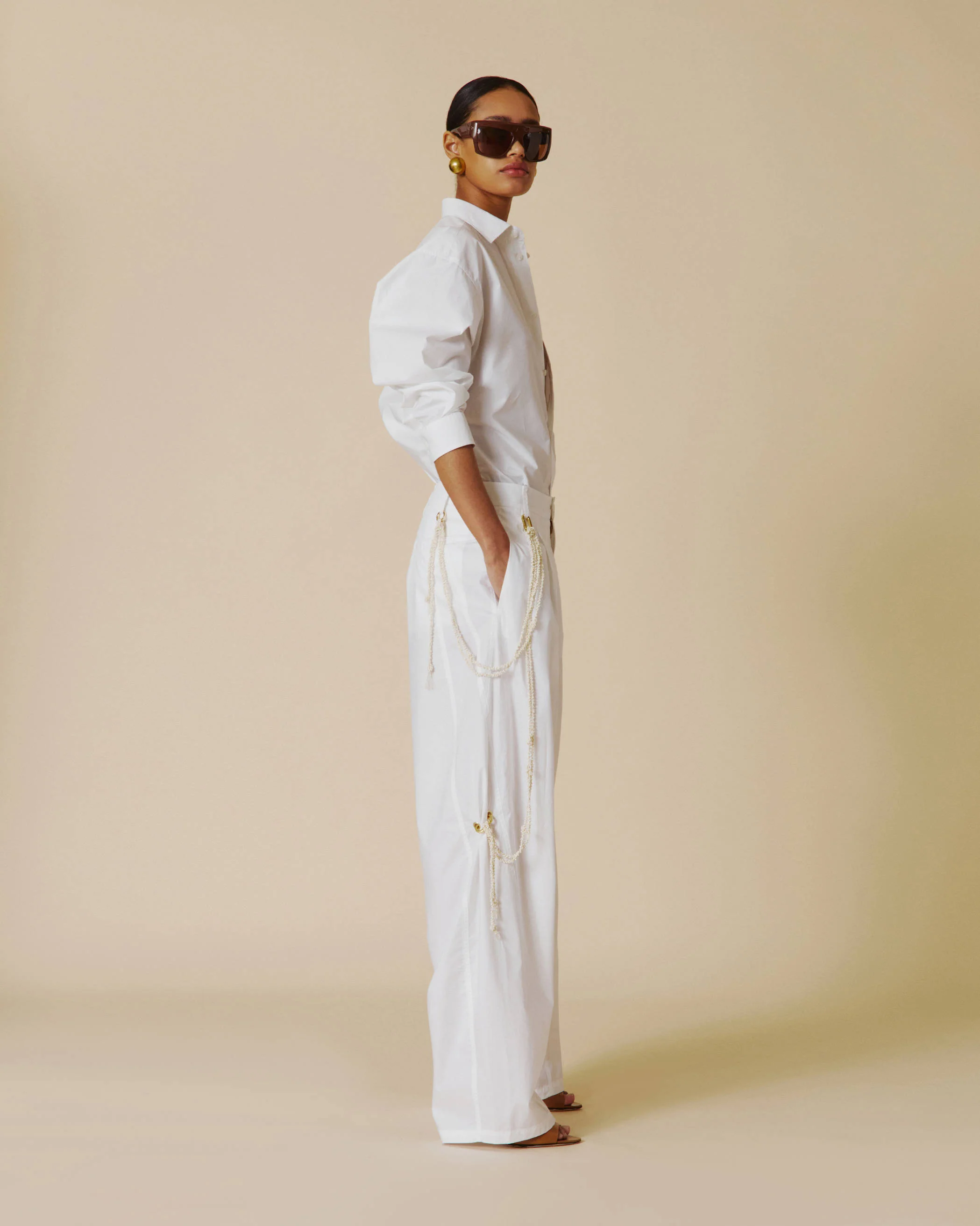 PHEBE - FAUX PEARL ADORNED RELAXED PANTS - Image 2