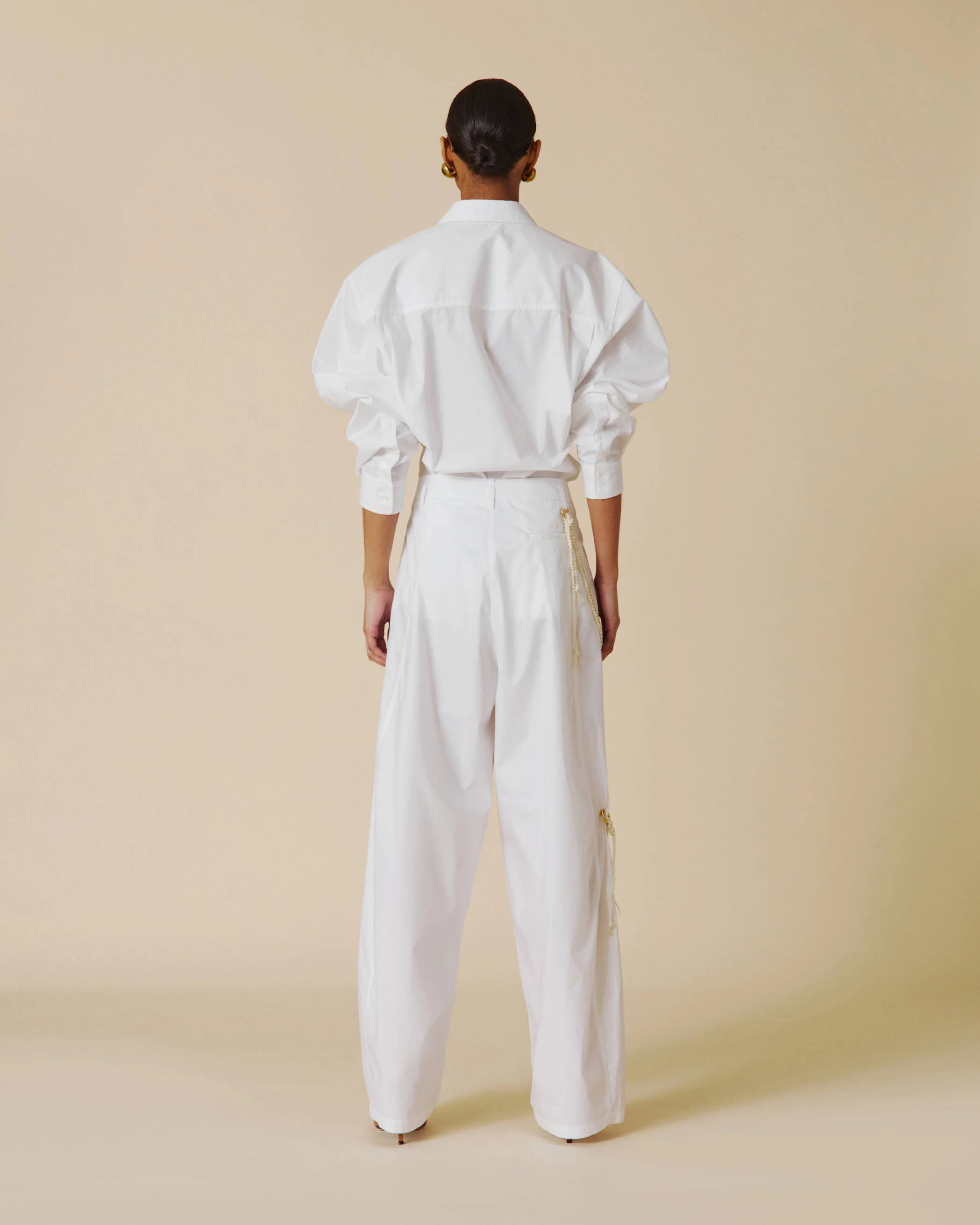 PHEBE - FAUX PEARL ADORNED RELAXED PANTS - Image 3
