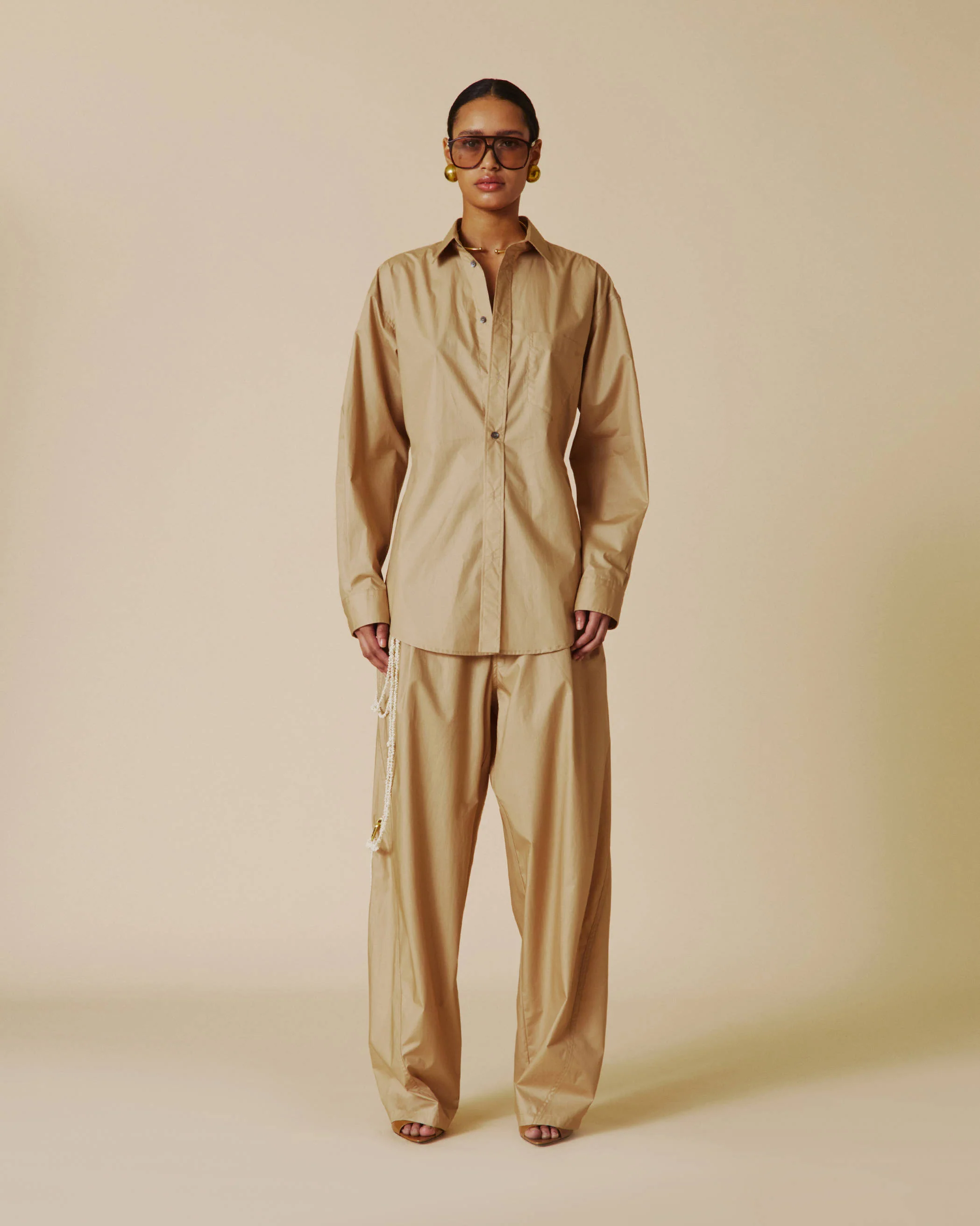 PHEBE - FAUX PEARL ADORNED RELAXED PANTS - Image 2