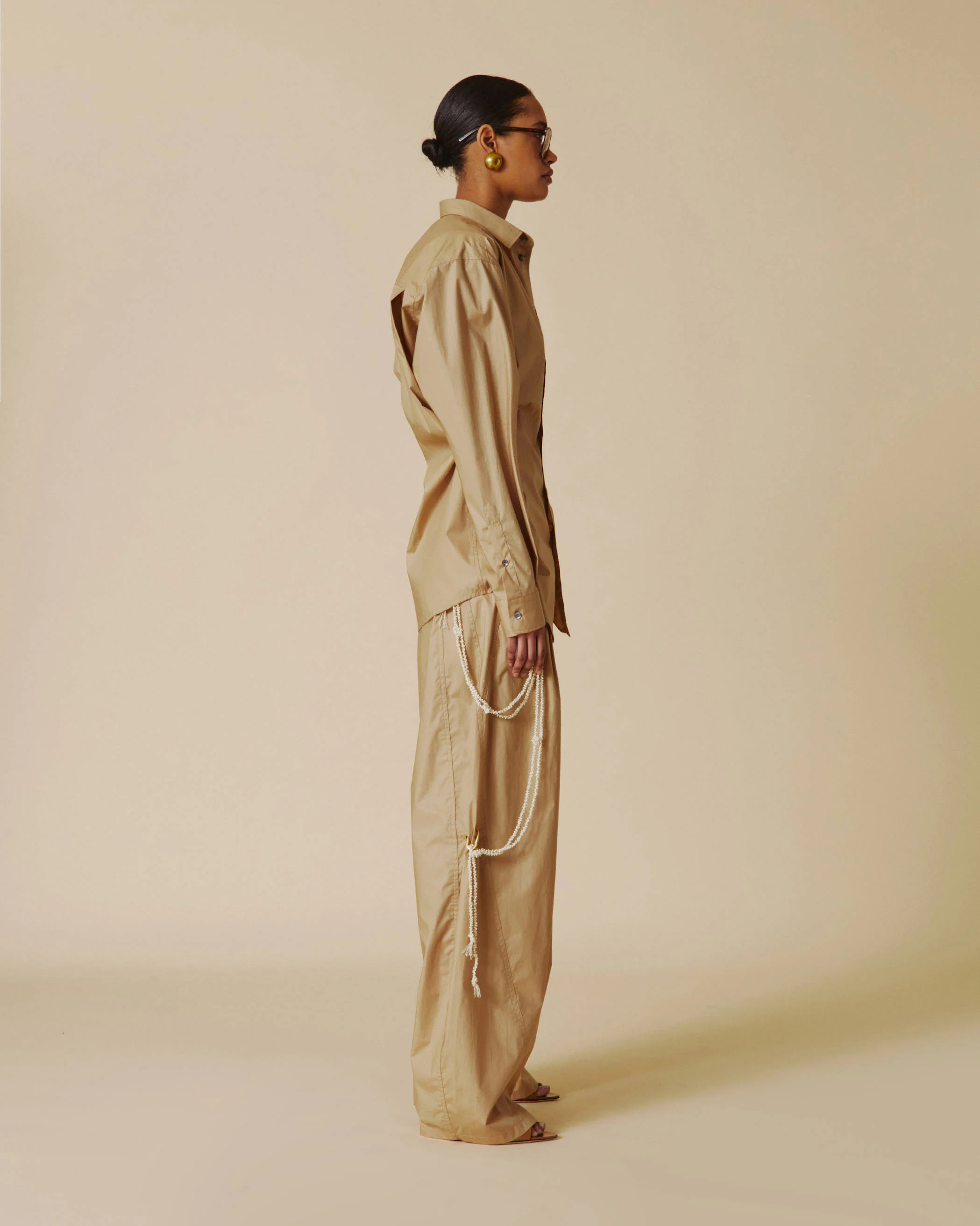 PHEBE - FAUX PEARL ADORNED RELAXED PANTS - Image 3