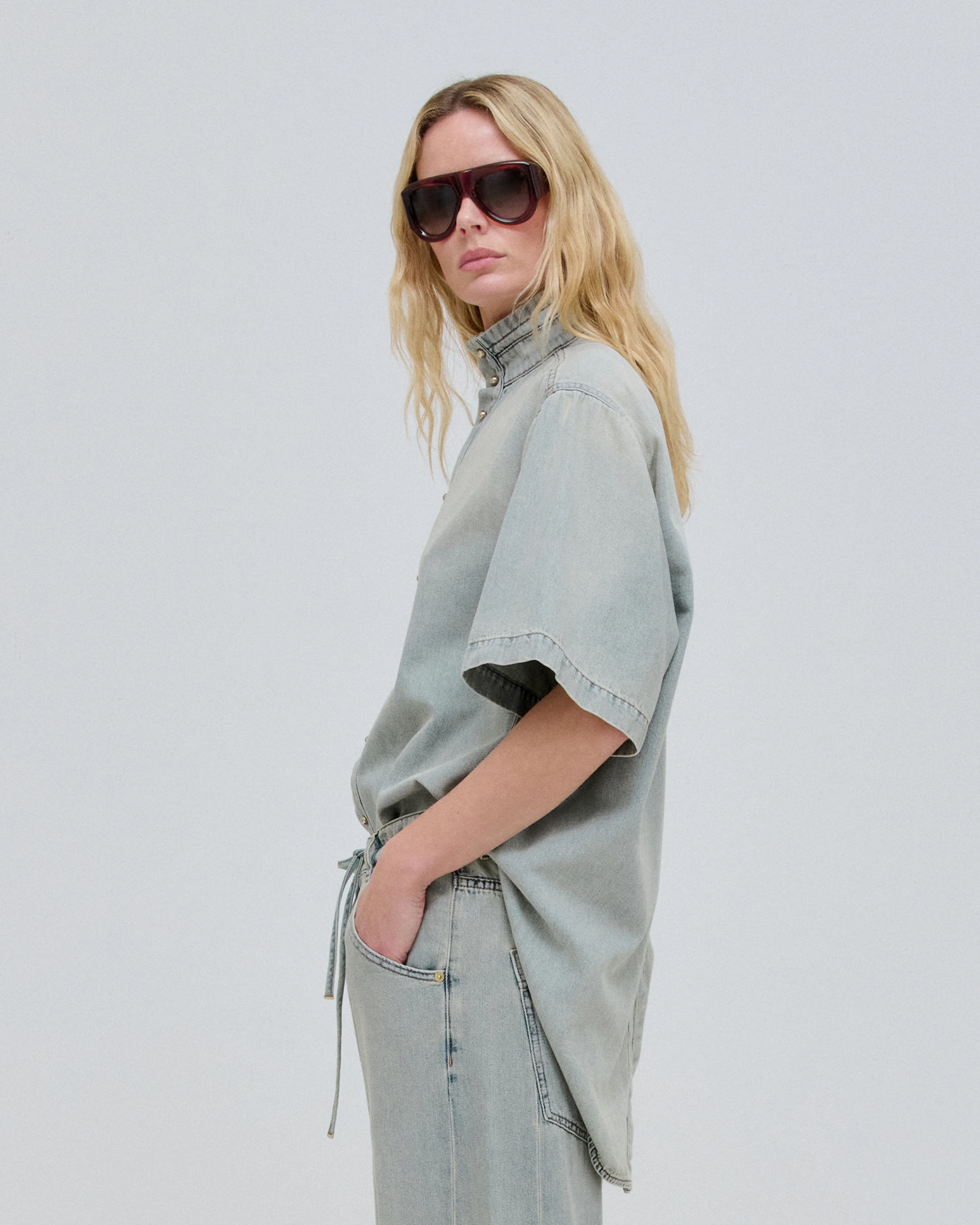 ROBERTA - TENCEL DENIM COLLAR SHIRT - Image 4