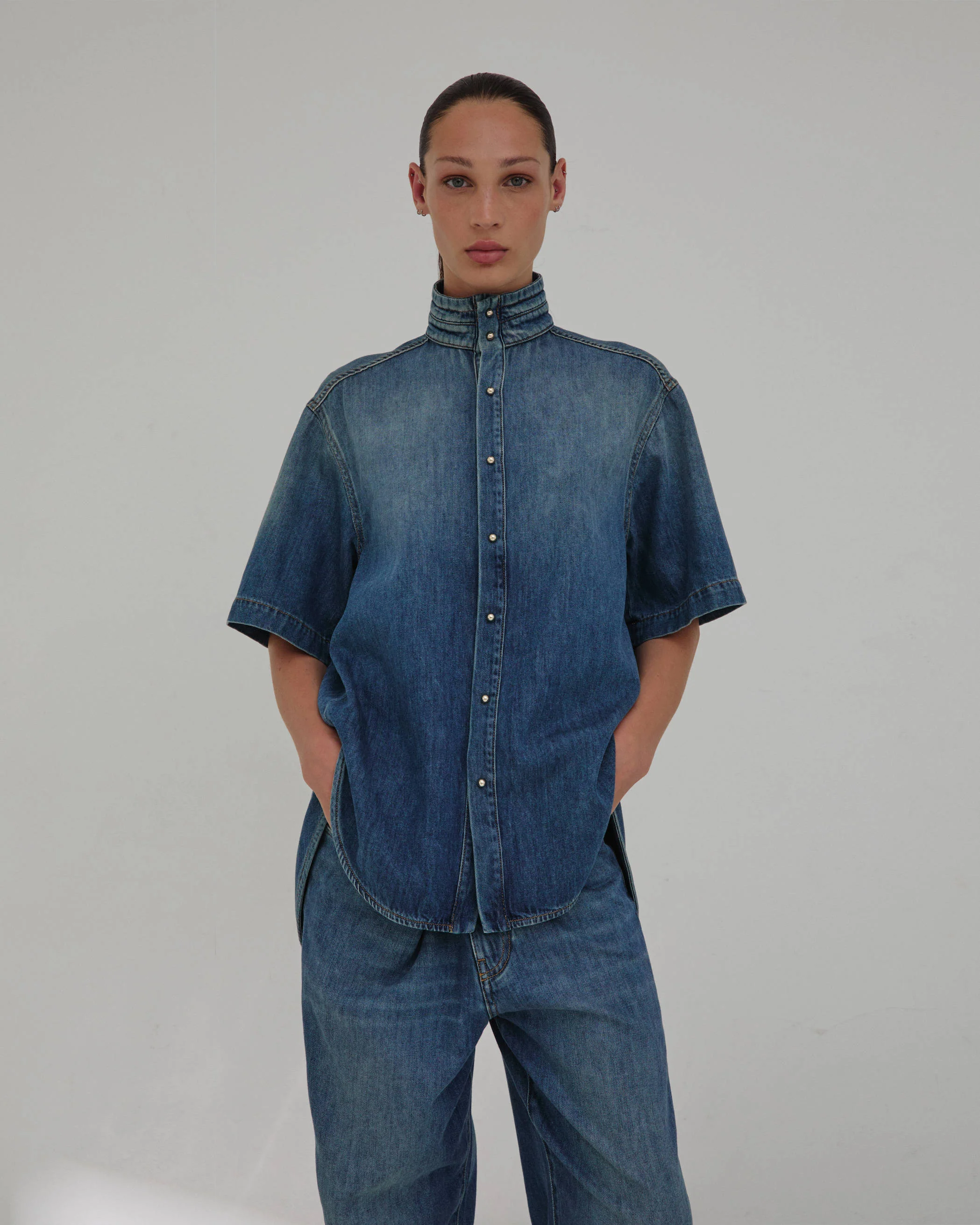ROBERTA - TENCEL DENIM COLLAR SHIRT - Image 3