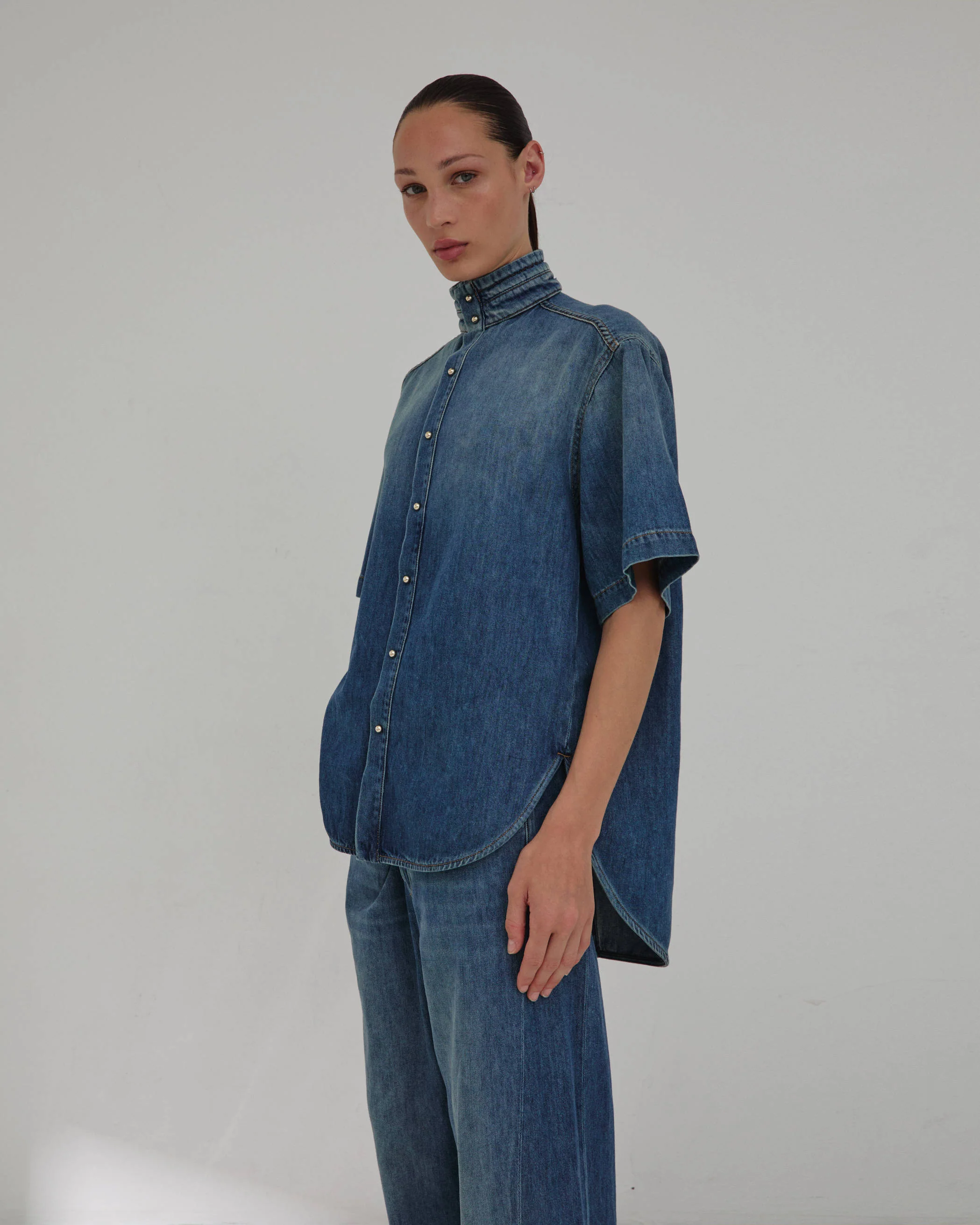 ROBERTA - TENCEL DENIM COLLAR SHIRT - Image 4