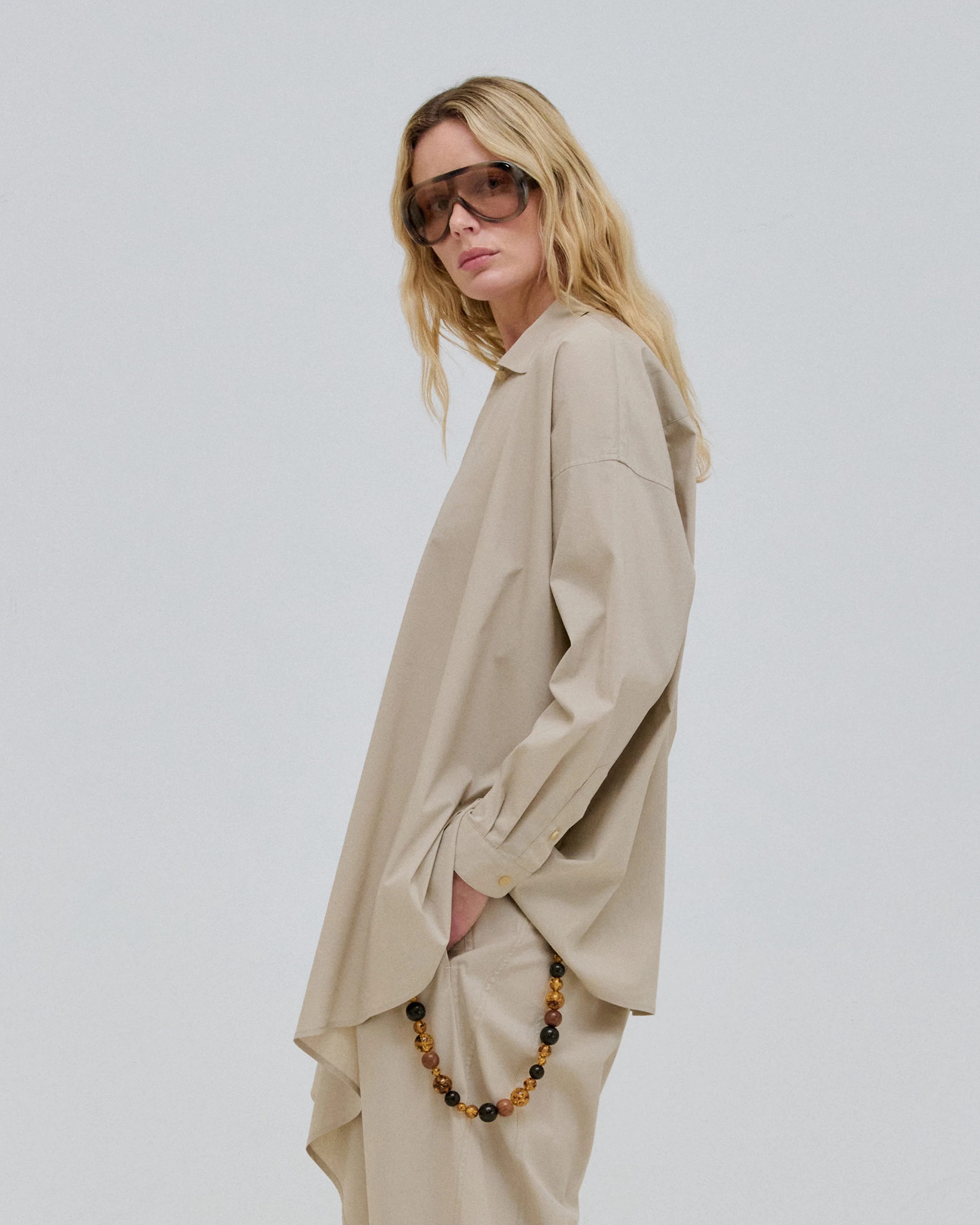 ROMY - LIGHT COTTON POPELINE DRAPE SHIRT - Image 3