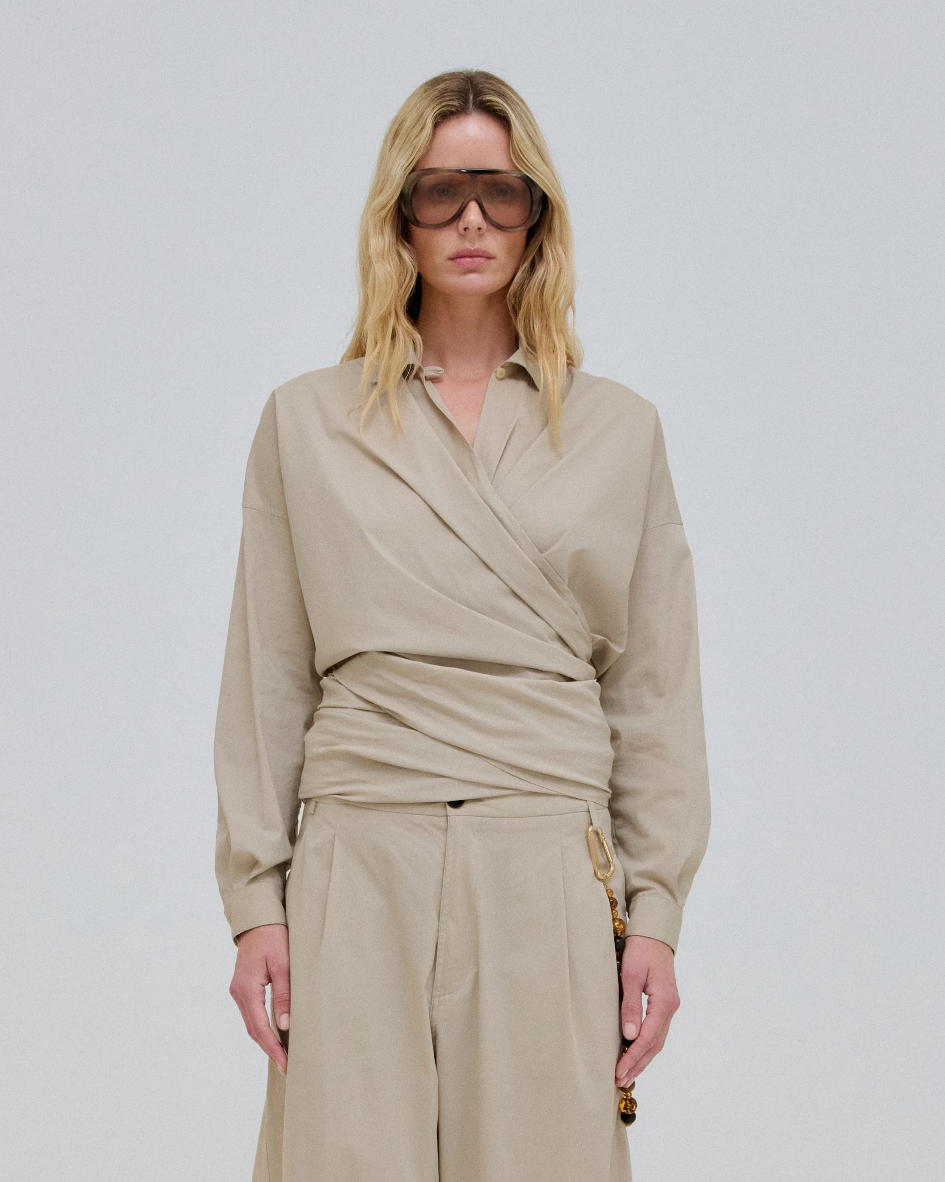ROMY - LIGHT COTTON POPELINE DRAPE SHIRT - Image 4