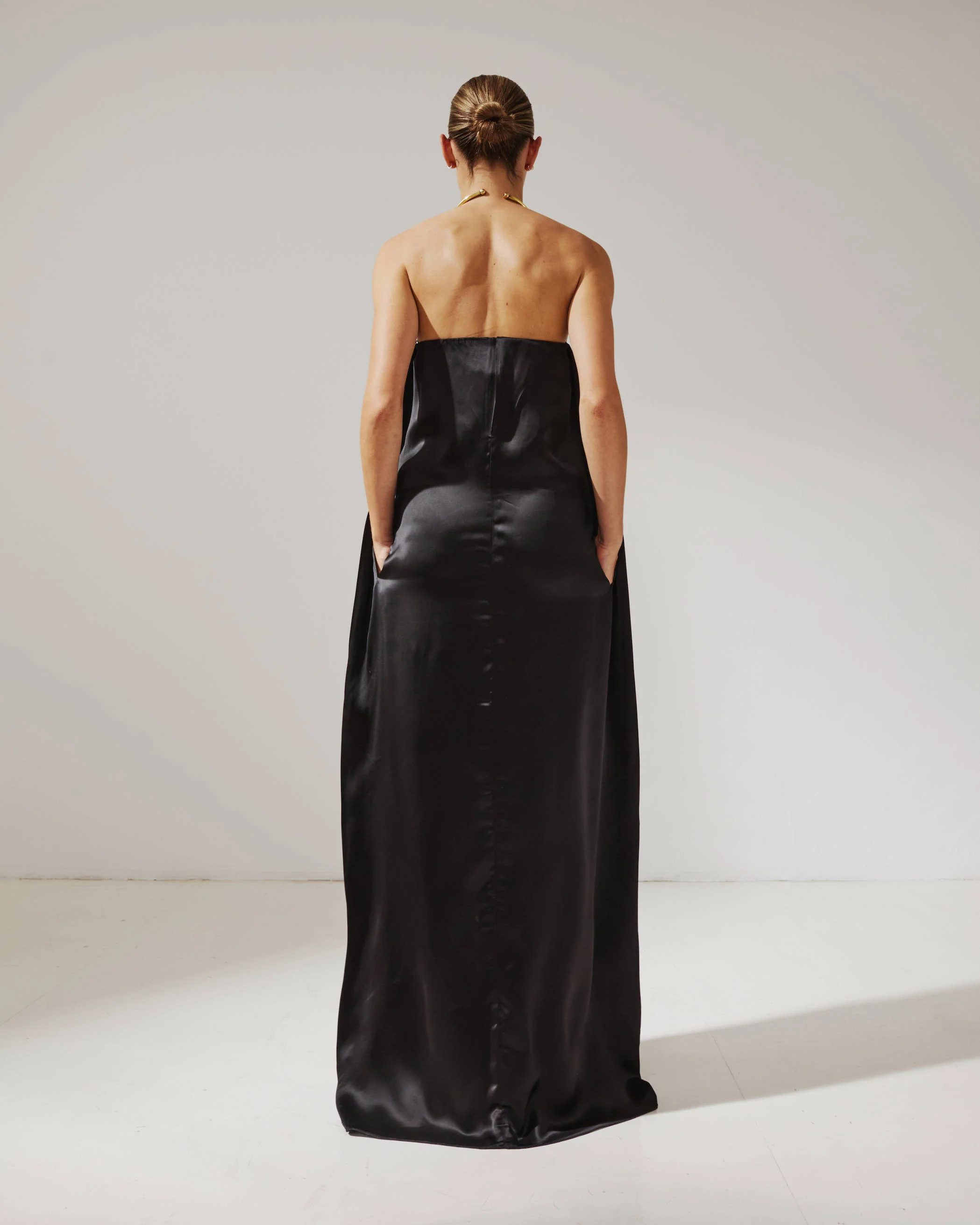 VERONIKE - LONG SATIN BUSTIER DRESS - Image 3